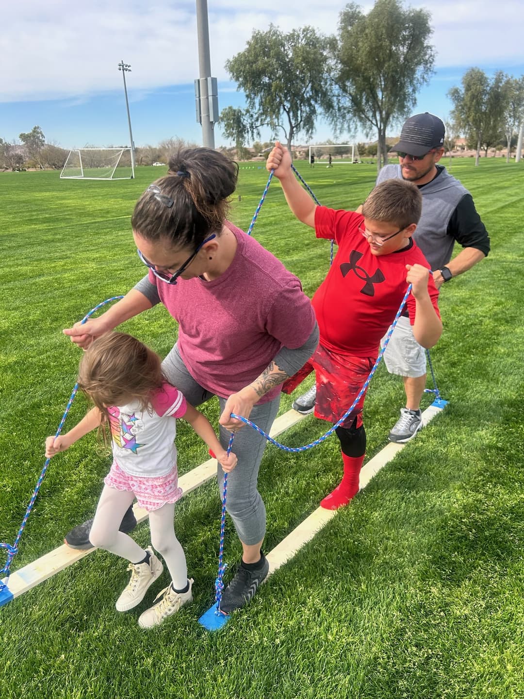 Families bonding through sports activities